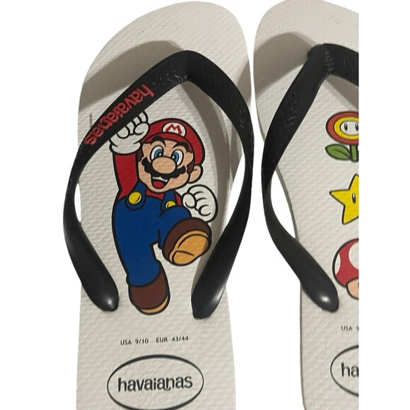 Havaianas Unisex Men’s Mario Bros Sandal White/Black Flip Flop Size 9/10 RARE - Picture 13 of 15